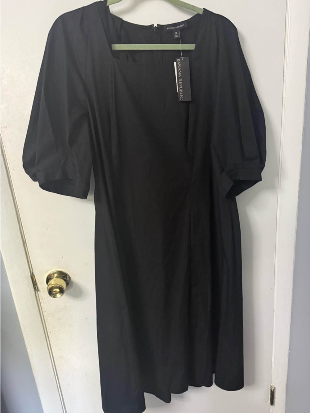 Banana Republic Black Puff-Sleeve Midi Dress